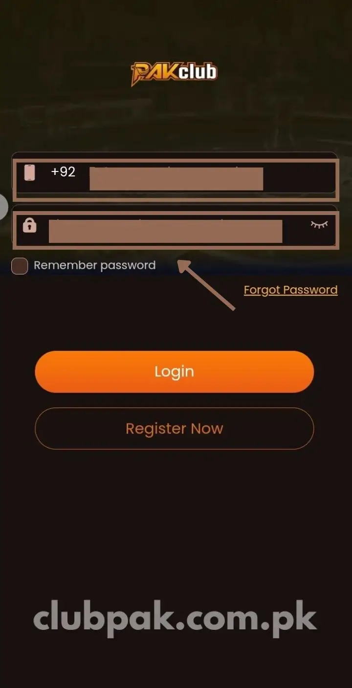 Enter Password for Login