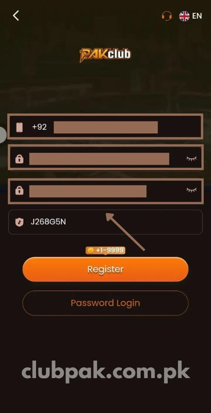 Enter Strong Password for Register